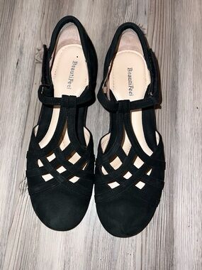 Women’s Beautifeel Suede Mary Jane Nubuck Black Shoes Size 39 US 8.5